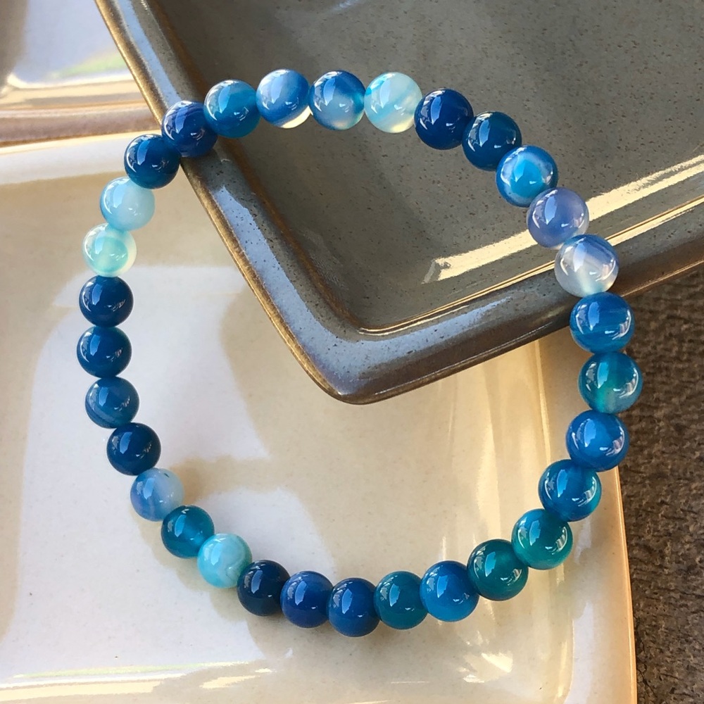 ✨BLUE AGATE STONE BRACELET 6mm✨ - Picture 4 of 7